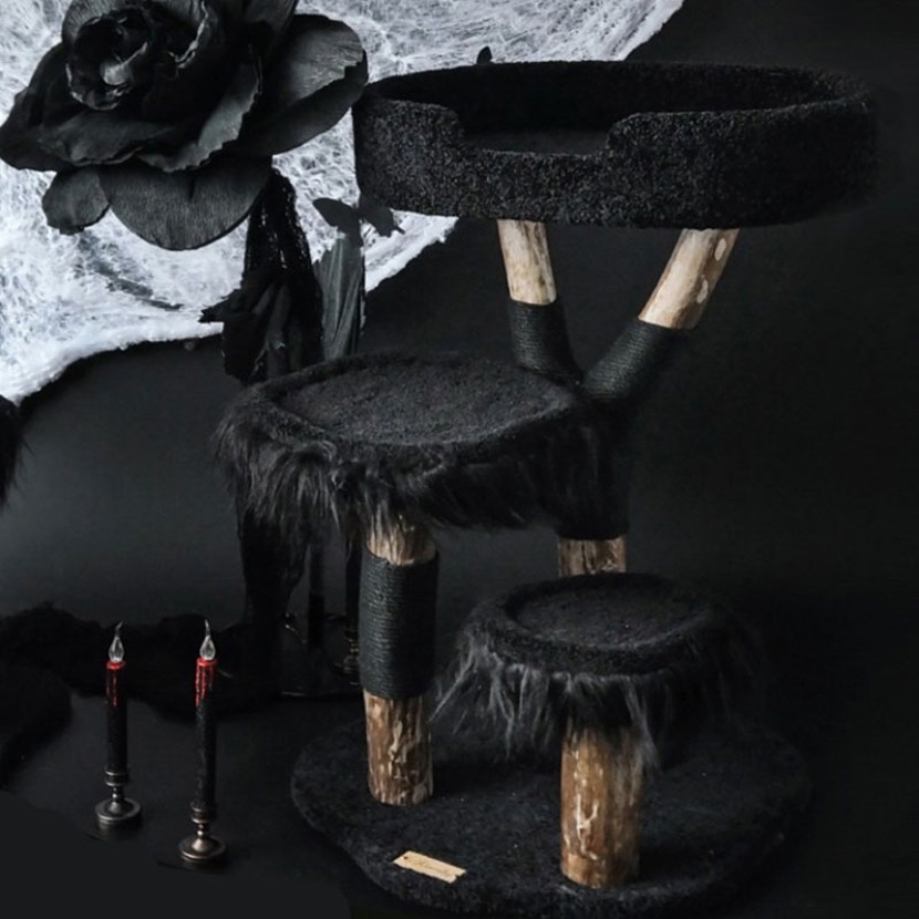 black halloween style cat tree