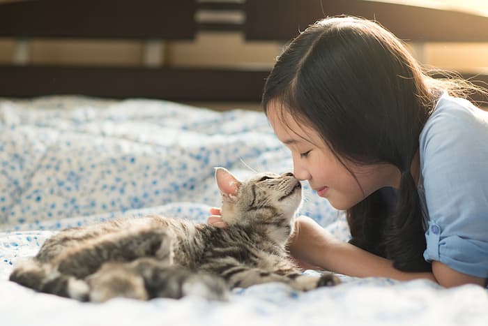 girl and kitten