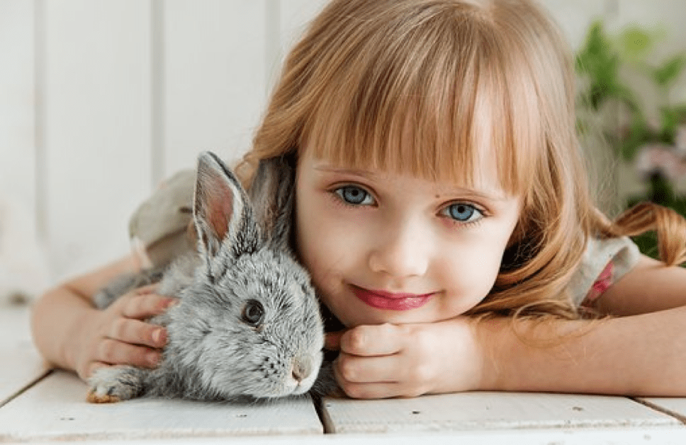 girl with a bunny