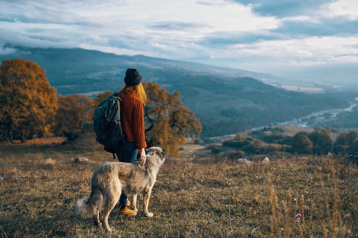 hiking with dog