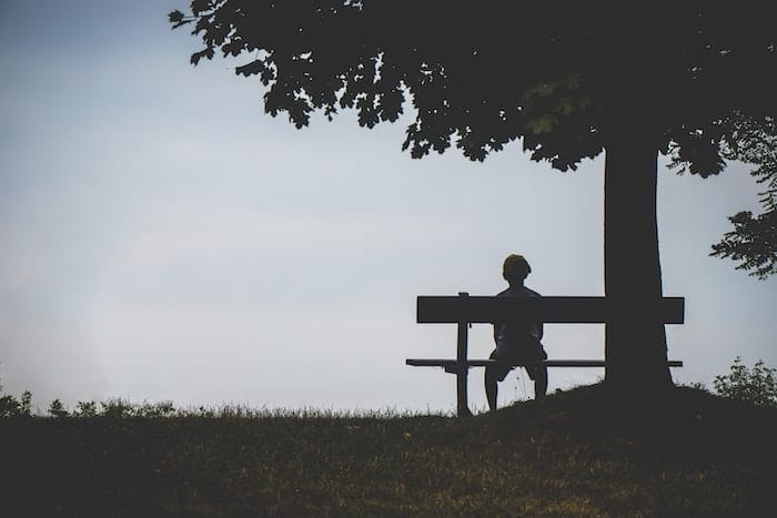 sitting on a bench